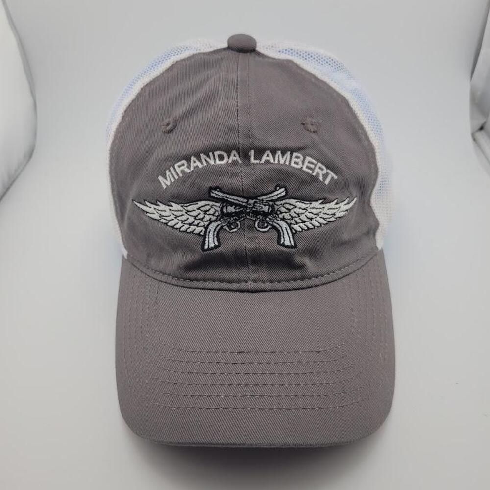 Miranda Lambert Hat Cap Strap Back Gray White Trucker Mesh Embroidered Mens